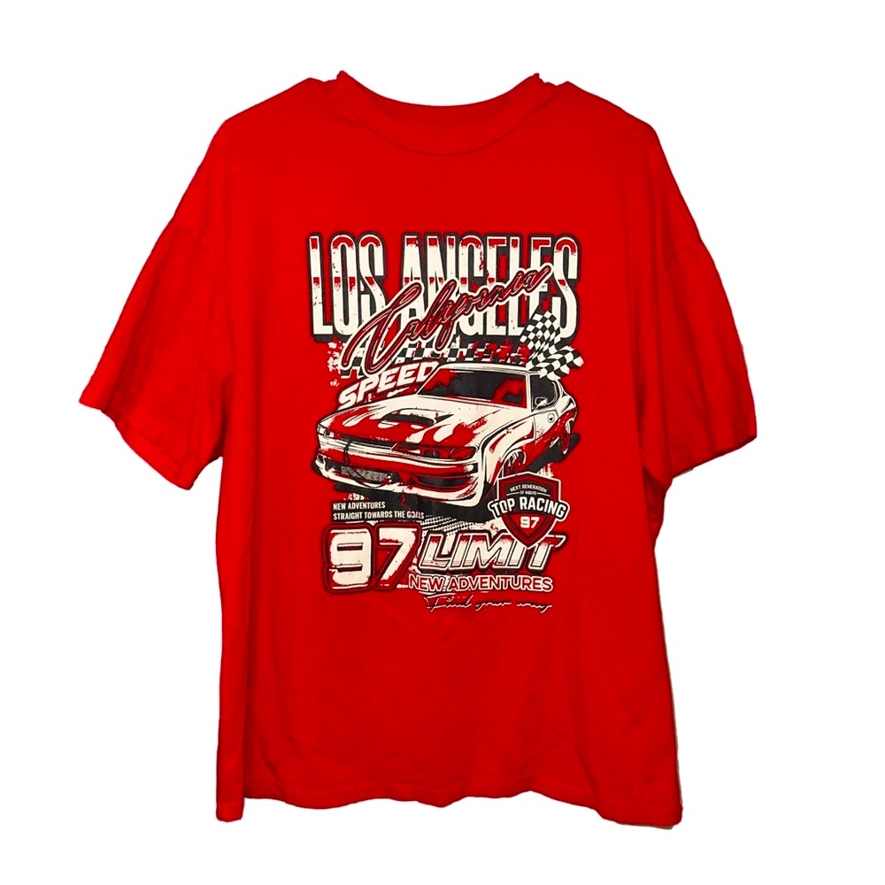 SHEIN Red Los Angeles California Racing Tee